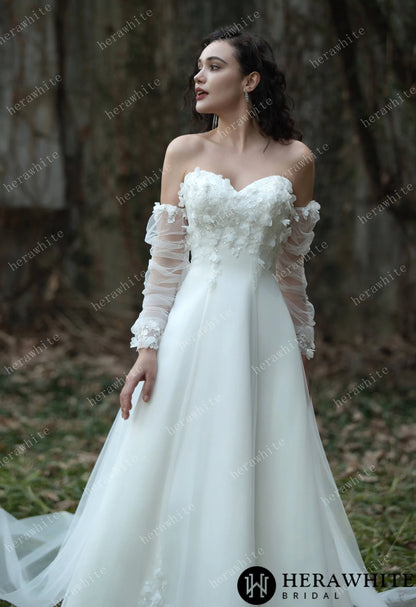 Fairy Sweetheart Neckline Satin Gown With Ribbon — HW3567 — image 1