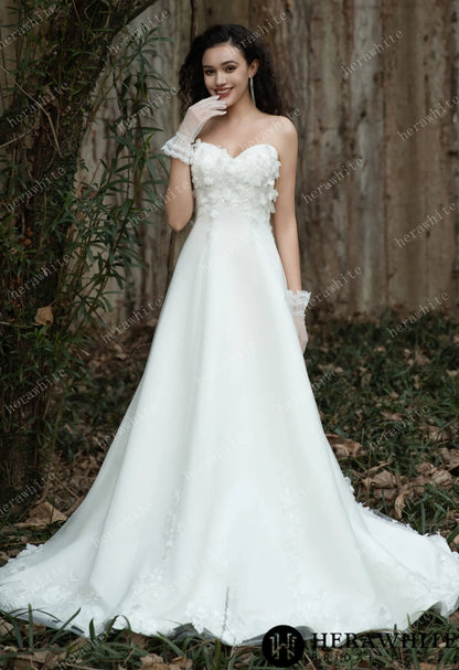 Fairy Sweetheart Neckline Satin Gown With Ribbon — HW3567 — image 4