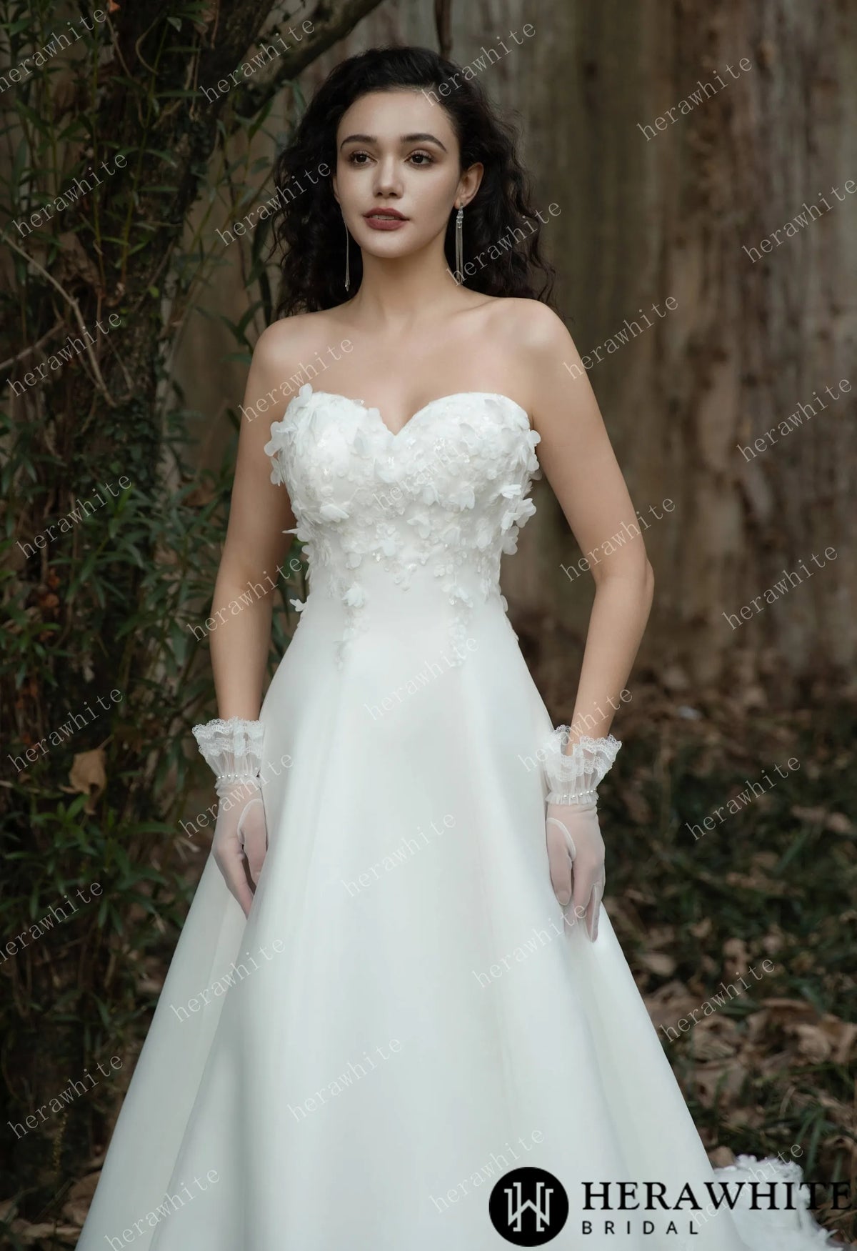 Fairy Sweetheart Neckline Satin Gown With Ribbon — HW3567 — image 5