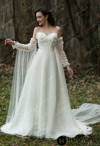 Fairy Sweetheart Neckline Satin Gown With Ribbon — HW3567 — image 6