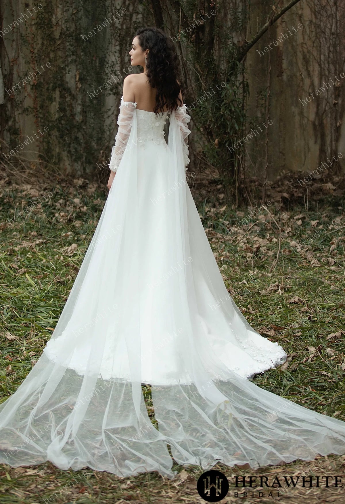 Fairy Sweetheart Neckline Satin Gown With Ribbon — HW3567 — image 7
