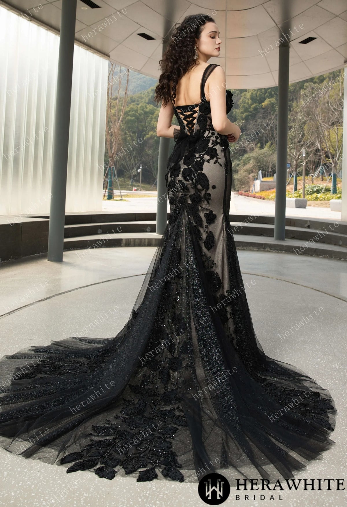 Chic Black Fit and Flare Gown with Sweetheart Neckline — HW3578 — image 5