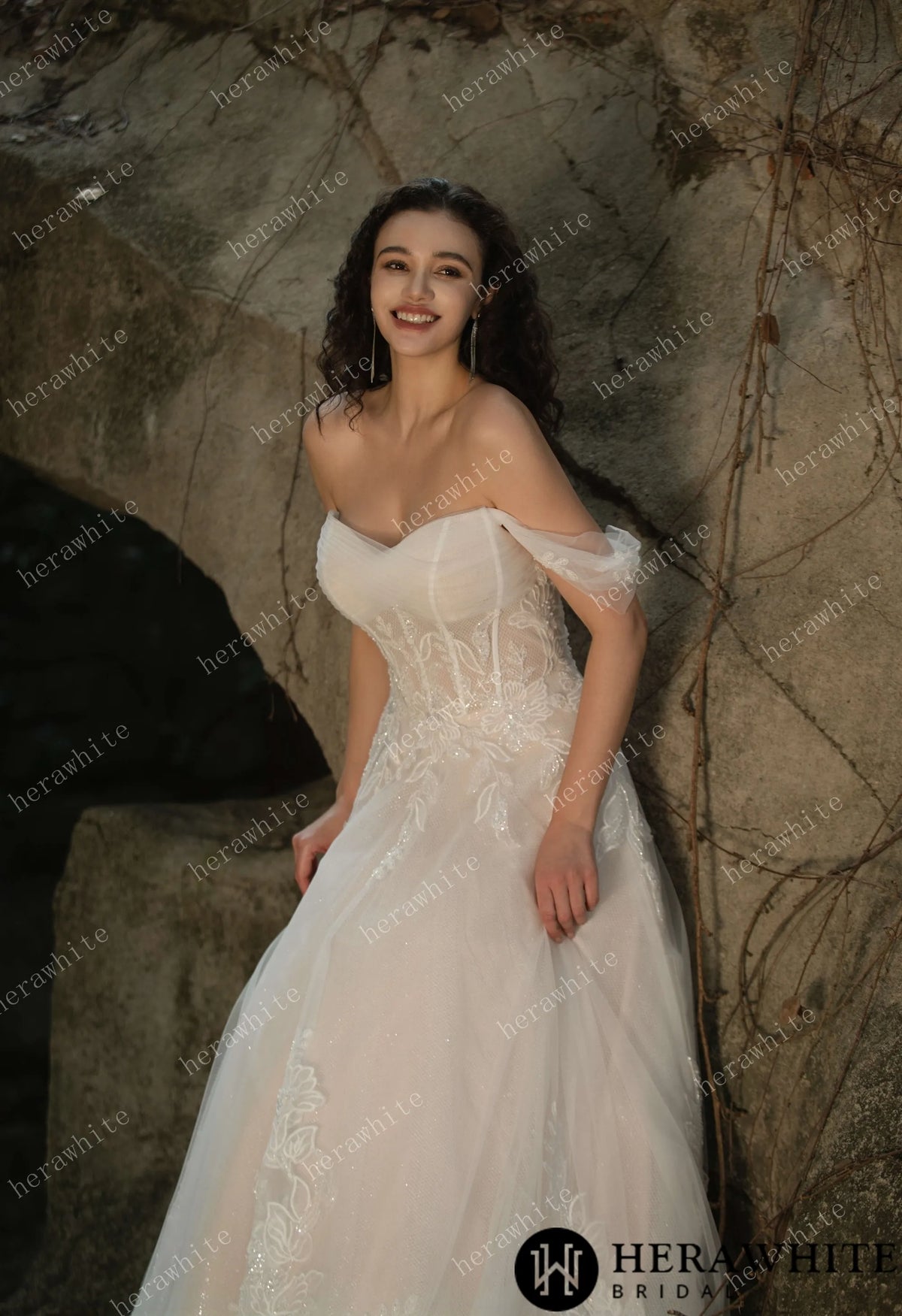 Celestial Grace Off-Shoulder Corset Wedding Gown — HW3599 — image 4