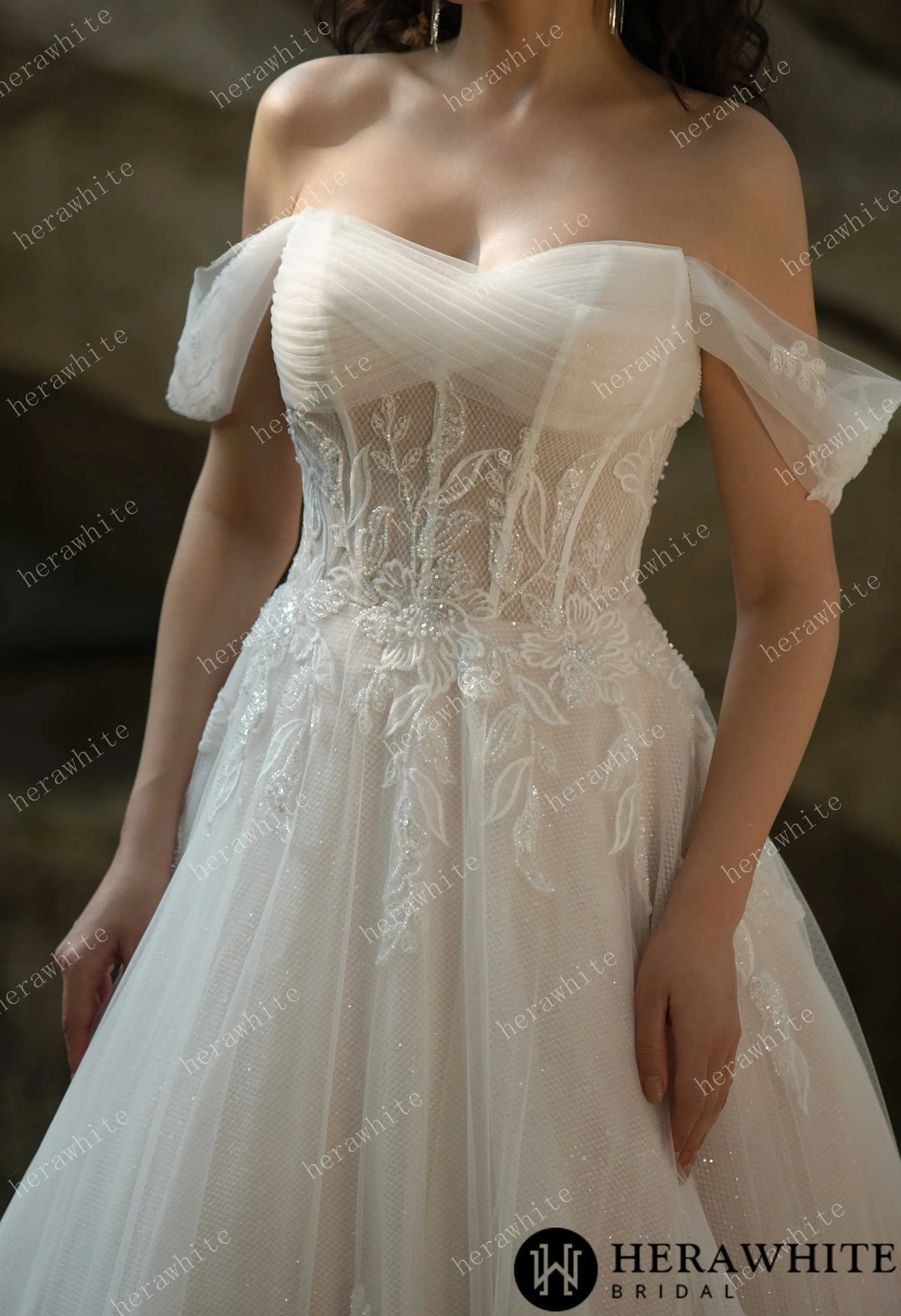 Celestial Grace Off-Shoulder Corset Wedding Gown — HW3599 — image 5