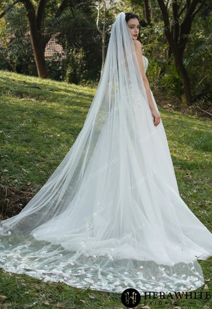 Colourful Embroidered Floral With Spaghetti Straps Square Neck Wedding Dress — HW3608 — image 10