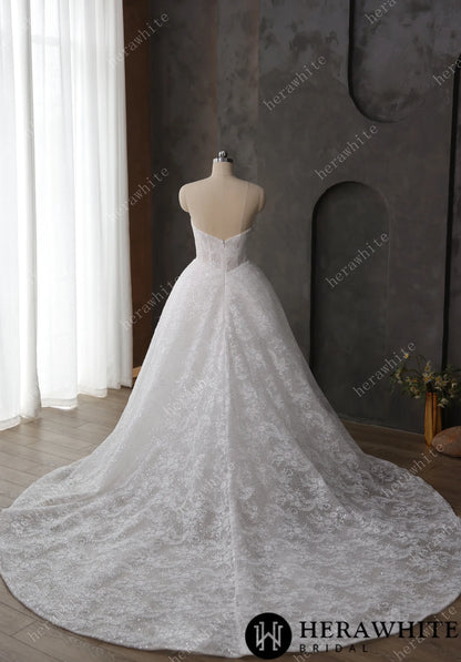 Stunning Sweetheart Neckline Sequined Lace Keyhole Wedding Dress — HW3612 — image 4