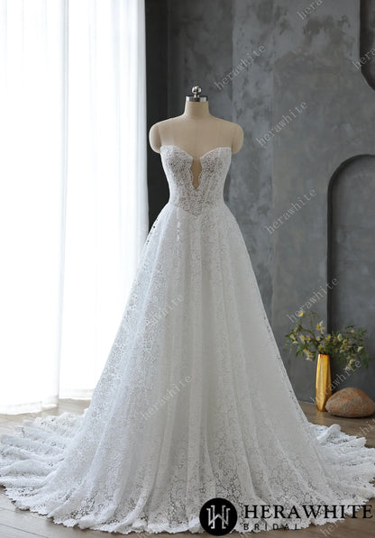 Sweetheart Neckline Keyhole Lace Ball Gown Wedding Dress — HW3616 — image 2