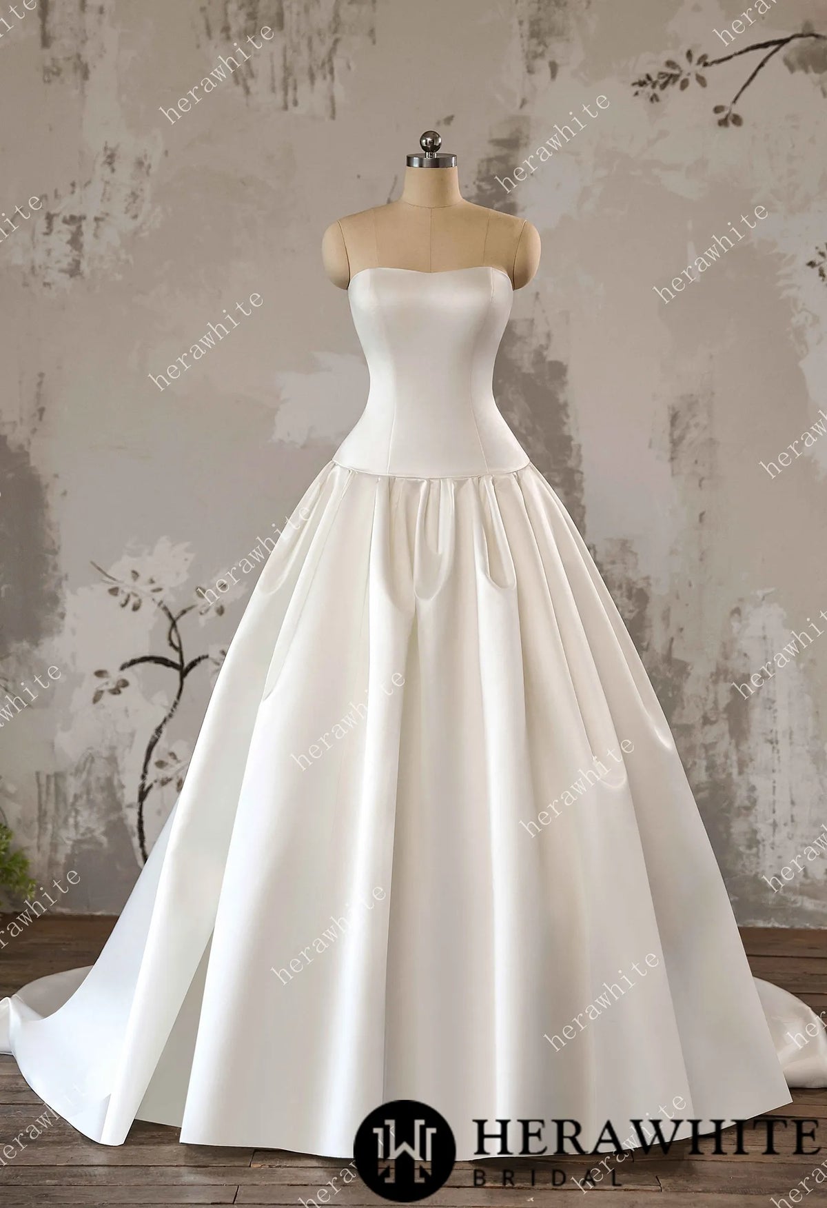 Timeless Elegance Satin Drop Waist Ball Gown — HW3639 — image 1