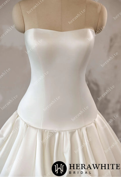 Timeless Elegance Satin Drop Waist Ball Gown — HW3639 — image 2