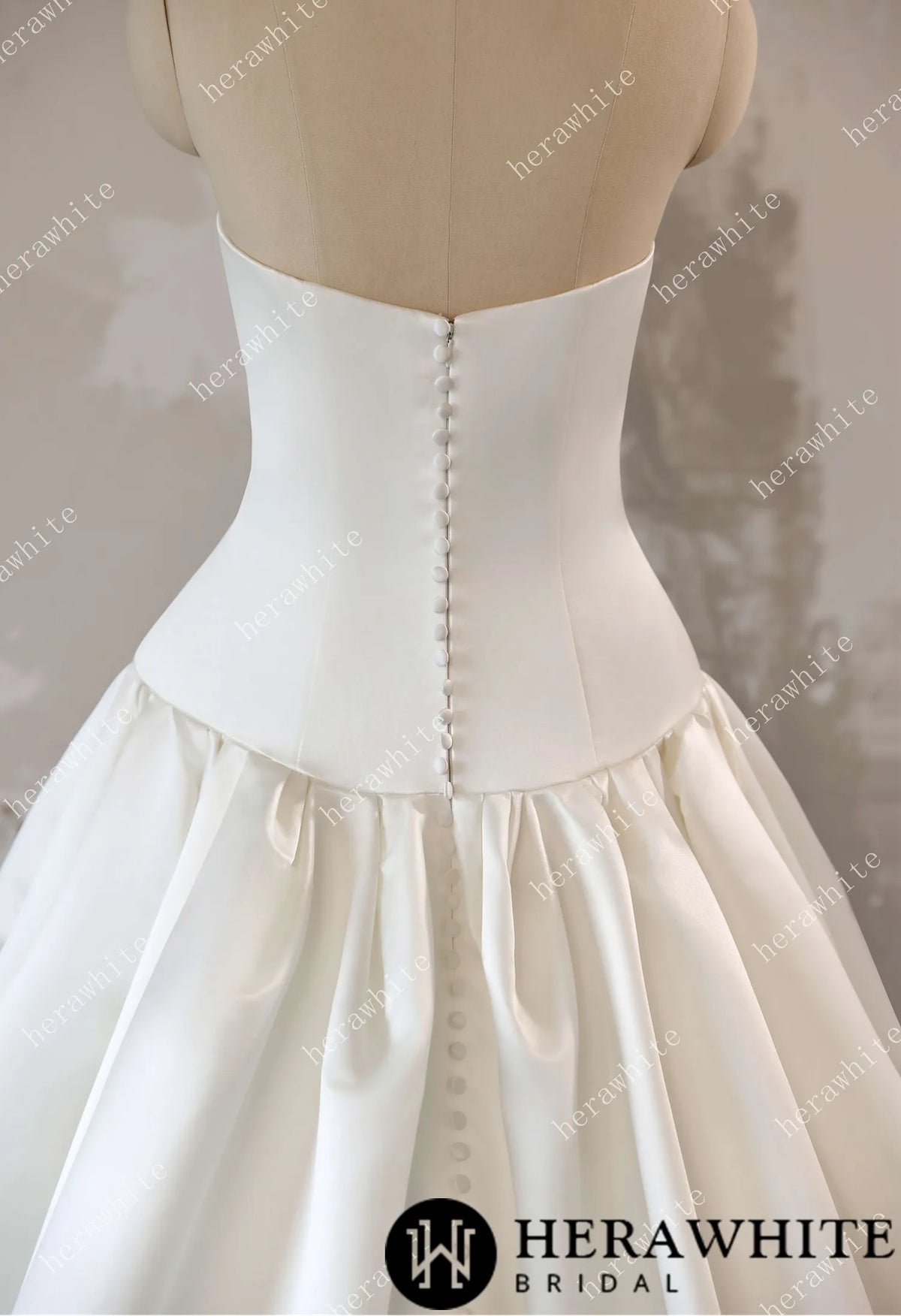 Timeless Elegance Satin Drop Waist Ball Gown — HW3639 — image 3