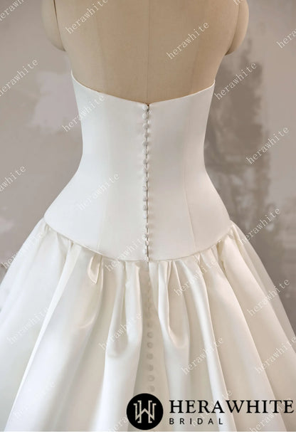 Timeless Elegance Satin Drop Waist Ball Gown — HW3639 — image 3