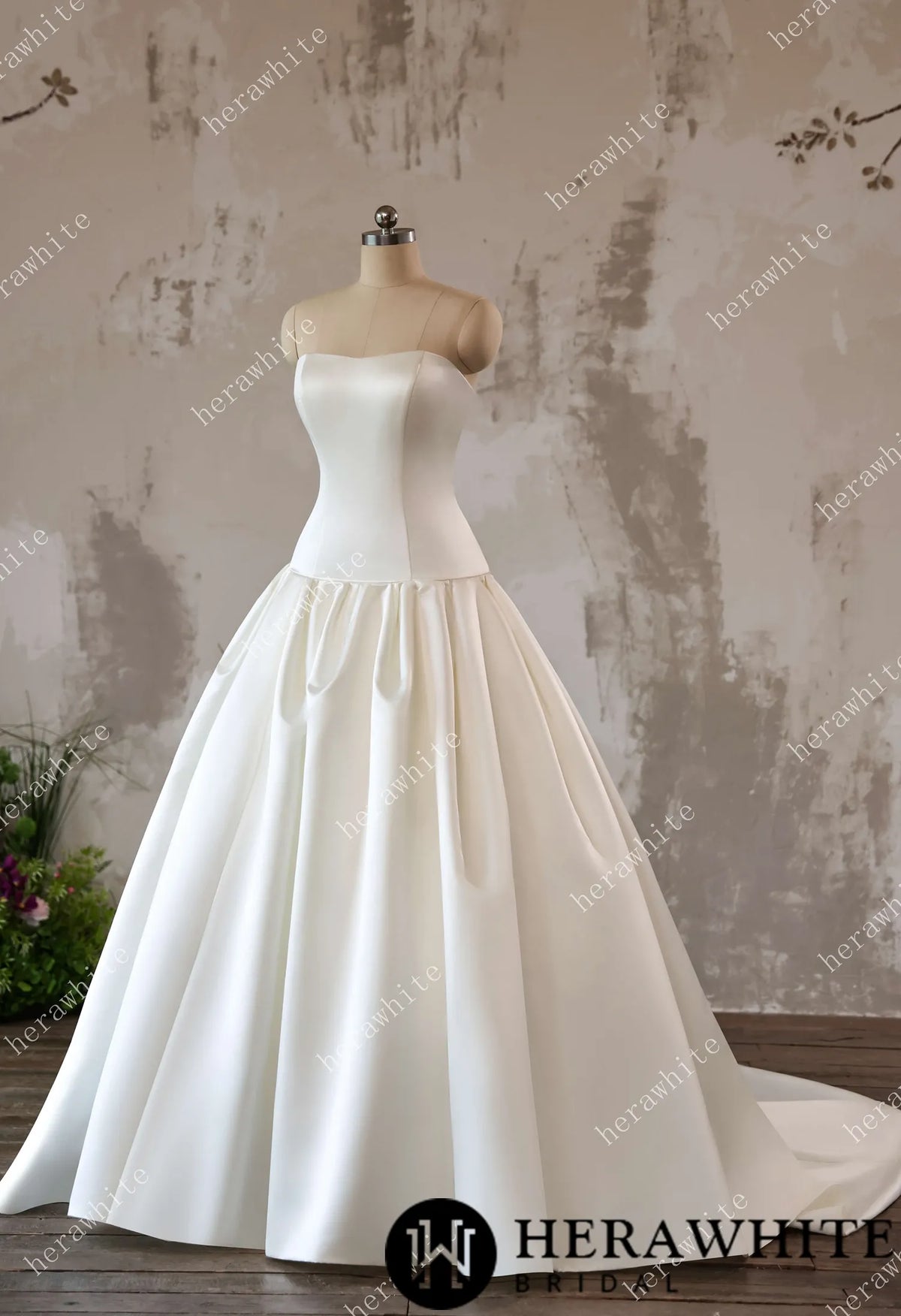 Timeless Elegance Satin Drop Waist Ball Gown — HW3639 — image 4
