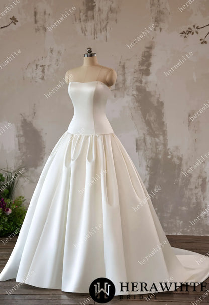 Timeless Elegance Satin Drop Waist Ball Gown — HW3639 — image 4