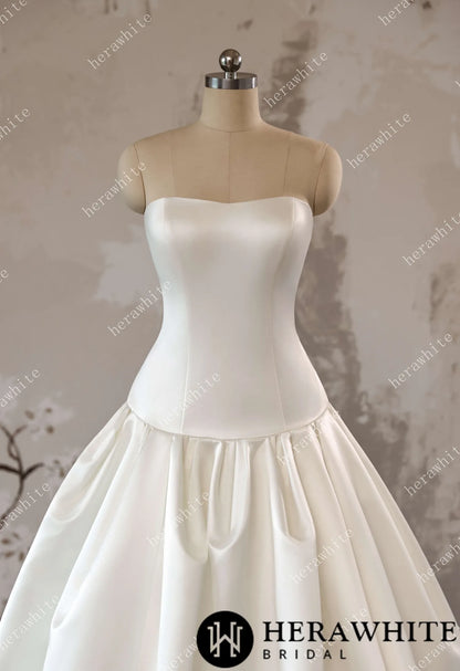 Timeless Elegance Satin Drop Waist Ball Gown — HW3639 — image 5