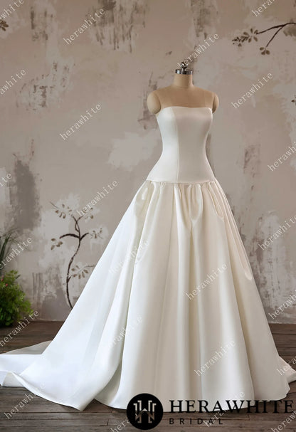 Timeless Elegance Satin Drop Waist Ball Gown — HW3639 — image 6