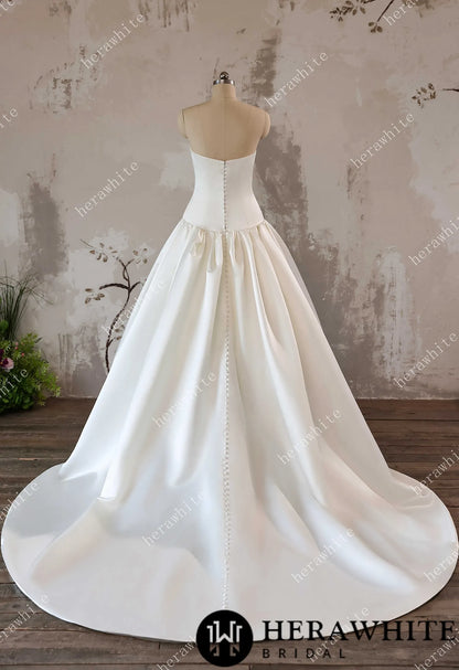 Timeless Elegance Satin Drop Waist Ball Gown — HW3639 — image 7