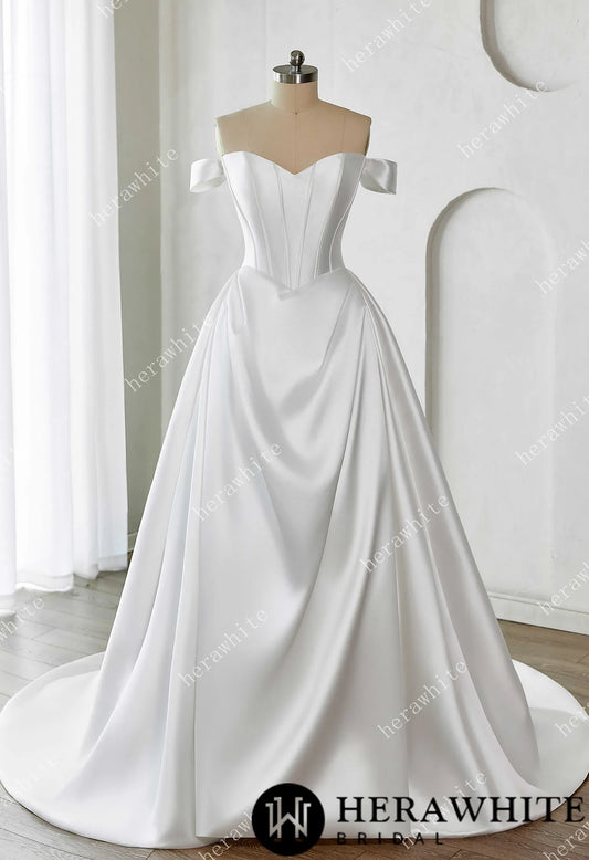 Elegant Corset Mikado Ball Gown with Soft Sweetheart Neckline — HW3658 — image 1