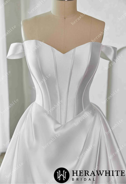 Elegant Corset Mikado Ball Gown with Soft Sweetheart Neckline — HW3658 — image 3