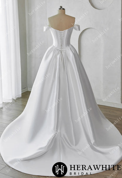 Elegant Corset Mikado Ball Gown with Soft Sweetheart Neckline — HW3658 — image 7