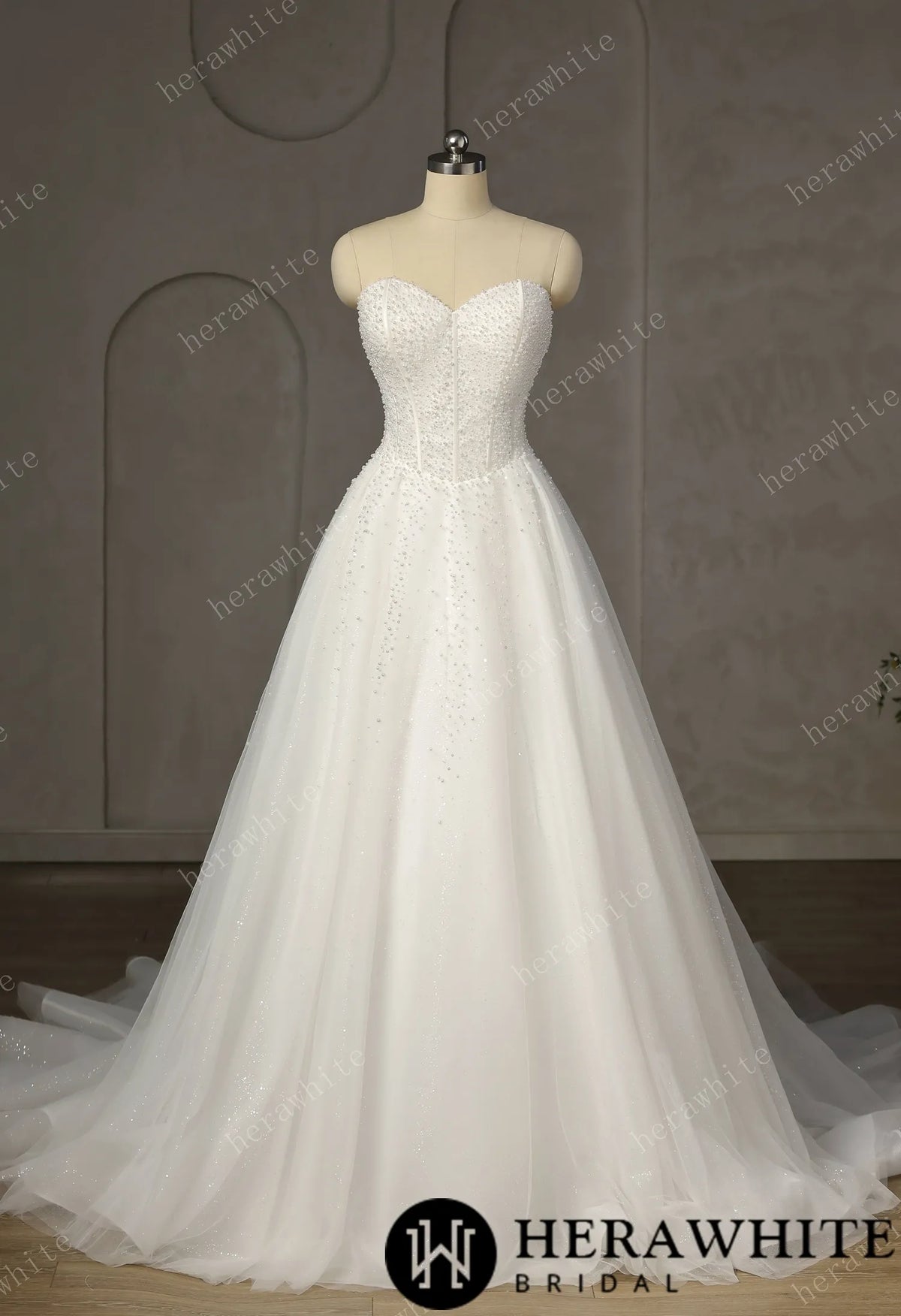 Pearl-Beaded Ball Gown With Sweetheart Neckline & Corset Lace-Up Back — HW3747 — image 2