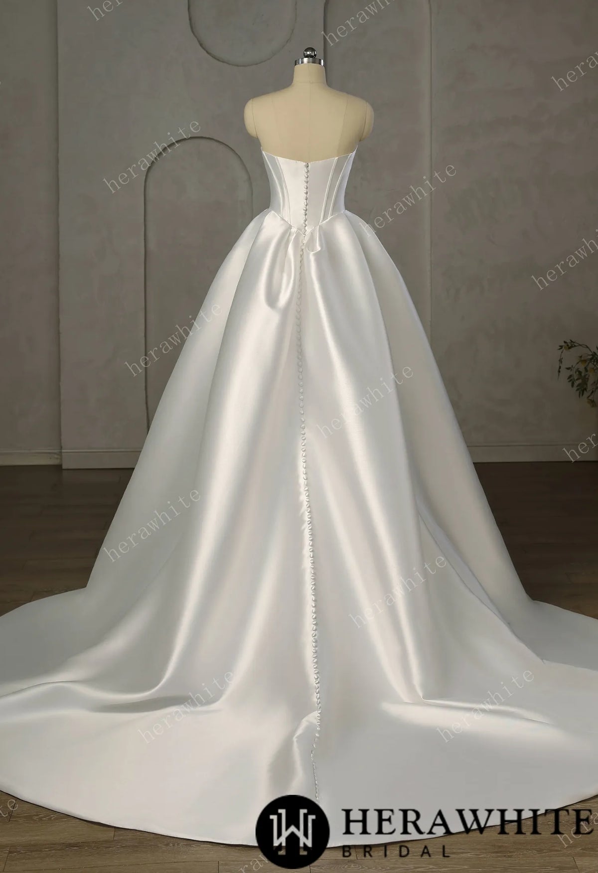 Pleated Satin Ball Gown With Dramatic Side Draped Ruffle Detail — HW3757 — image 5