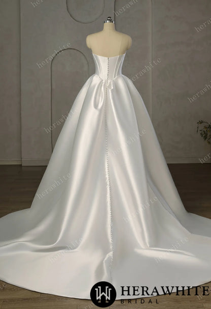 Pleated Satin Ball Gown With Dramatic Side Draped Ruffle Detail — HW3757 — image 5