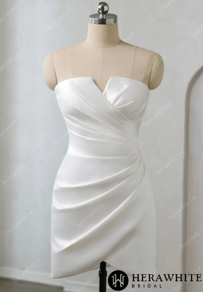 Modern Sweetheart Mini Wedding Dress with Overskirt for Two Looks in One — HW3775 — image 2