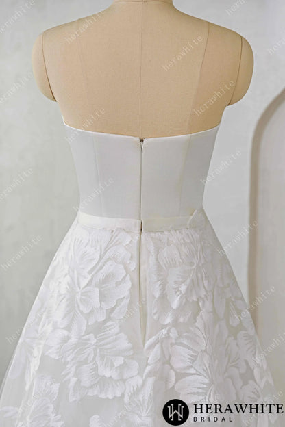 Modern Sweetheart Mini Wedding Dress with Overskirt for Two Looks in One — HW3775 — image 6