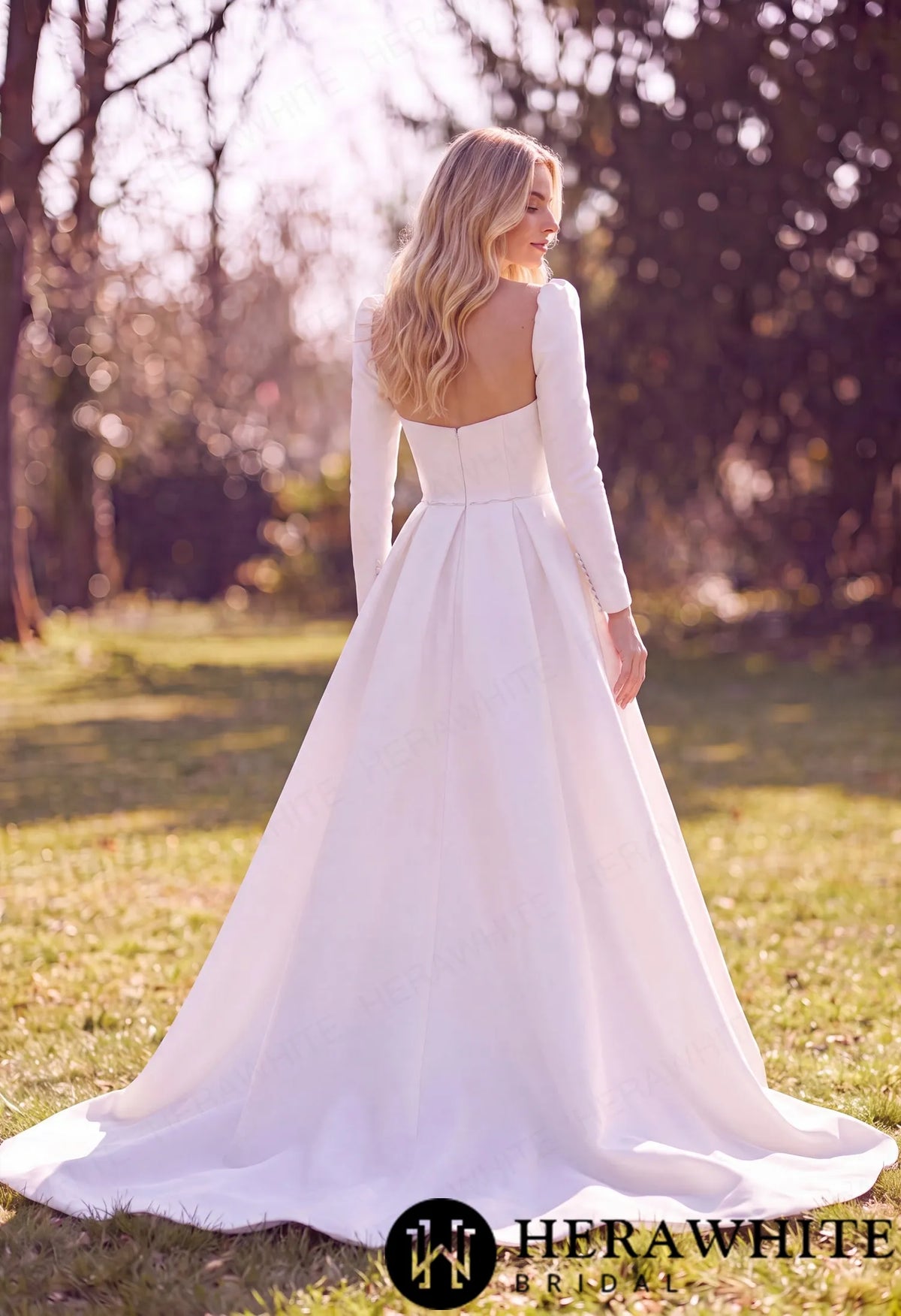 Mikado Wedding Gown with Detachable Overskirt HW3951 — HW3951 — image 4