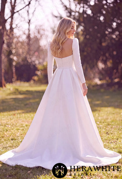 Mikado Wedding Gown with Detachable Overskirt HW3951 — HW3951 — image 4