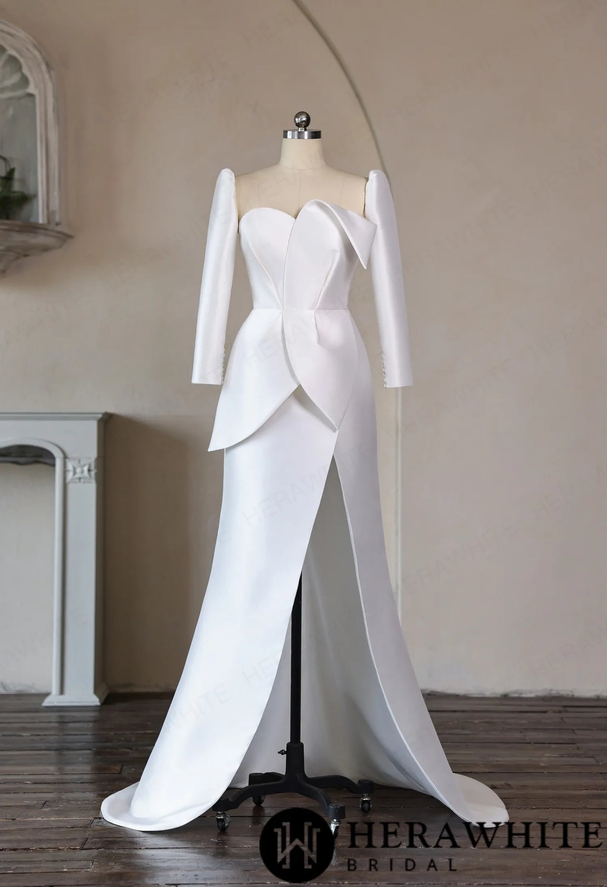 Mikado Wedding Gown with Detachable Overskirt HW3951 — HW3951 — image 5