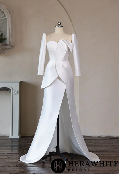 Mikado Wedding Gown with Detachable Overskirt HW3951 — HW3951 — image 5