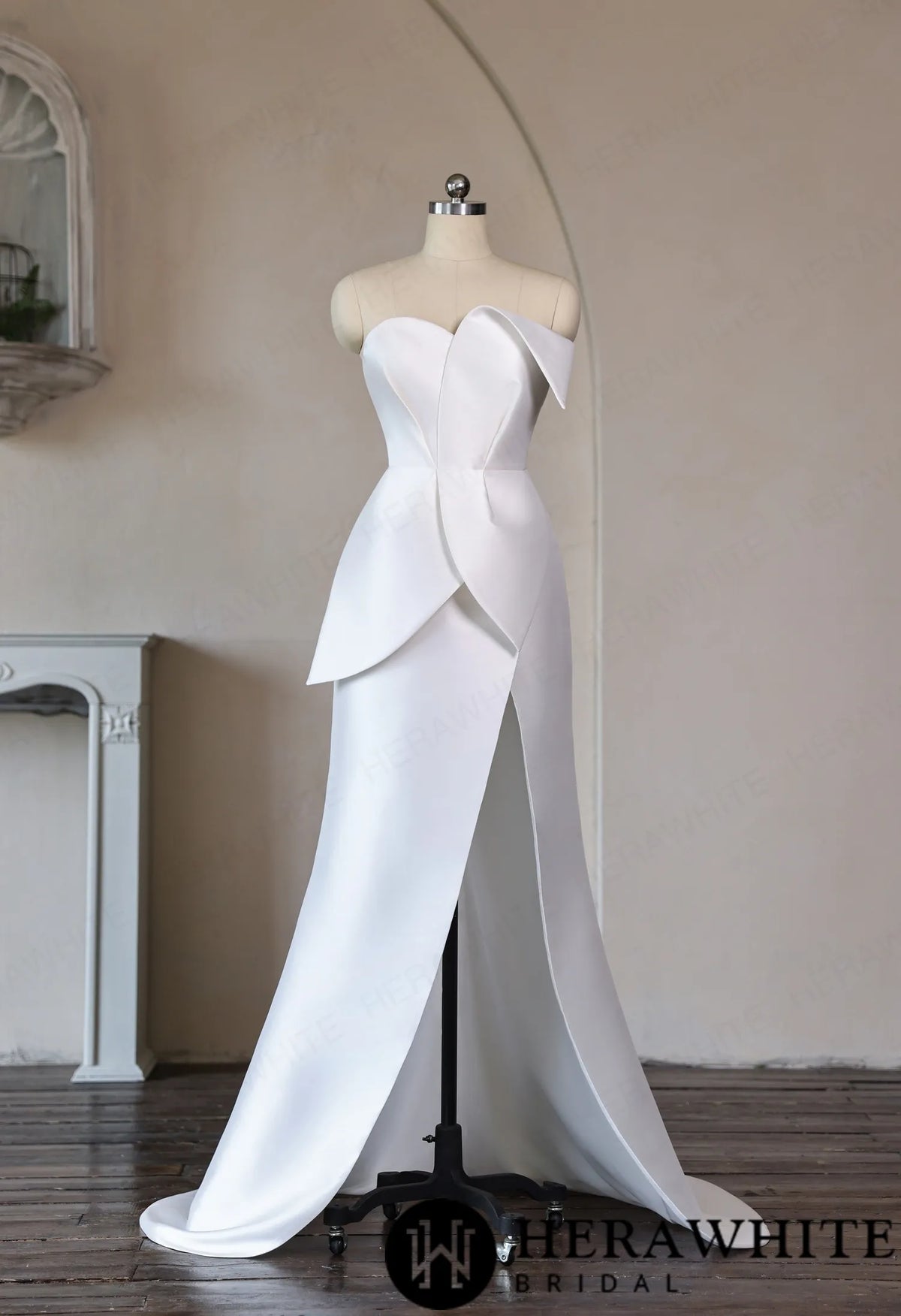 Mikado Wedding Gown with Detachable Overskirt HW3951 — HW3951 — image 6