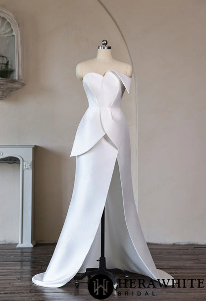 Mikado Wedding Gown with Detachable Overskirt HW3951 — HW3951 — image 6