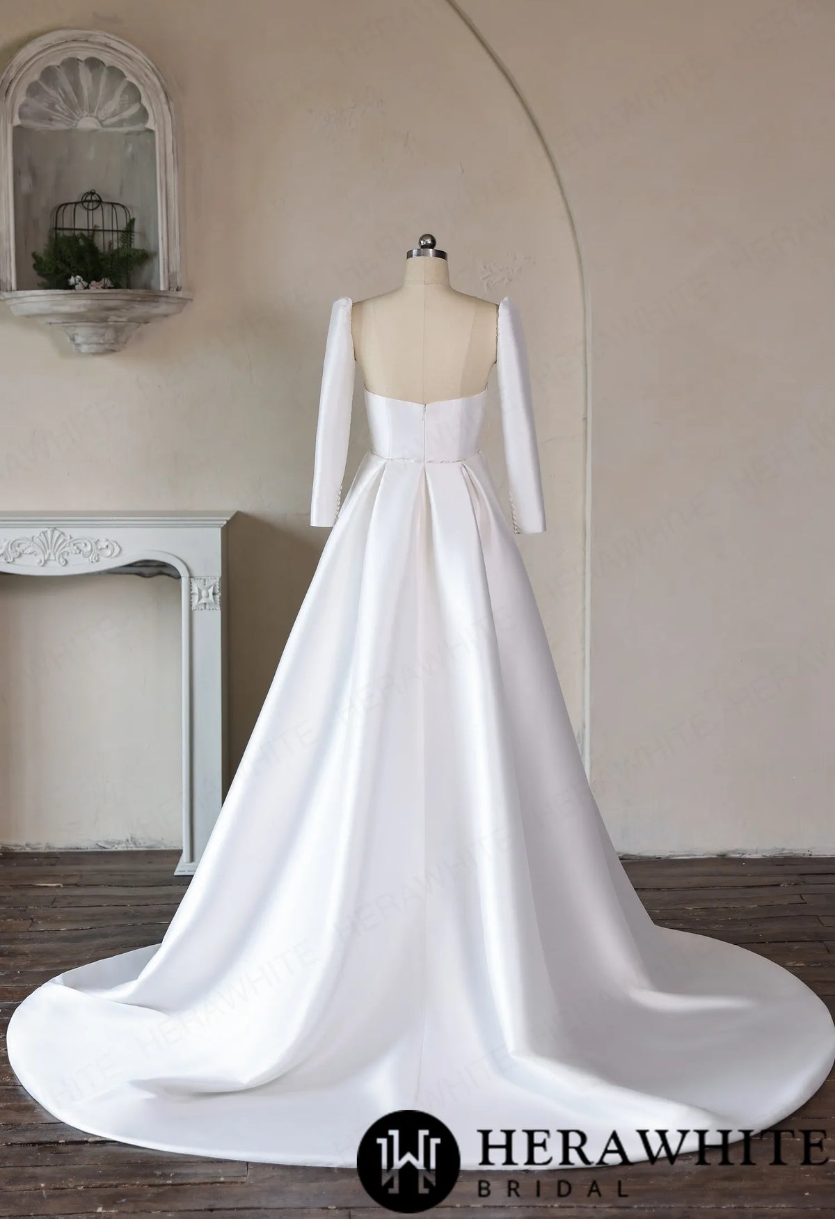 Mikado Wedding Gown with Detachable Overskirt HW3951 — HW3951 — image 7