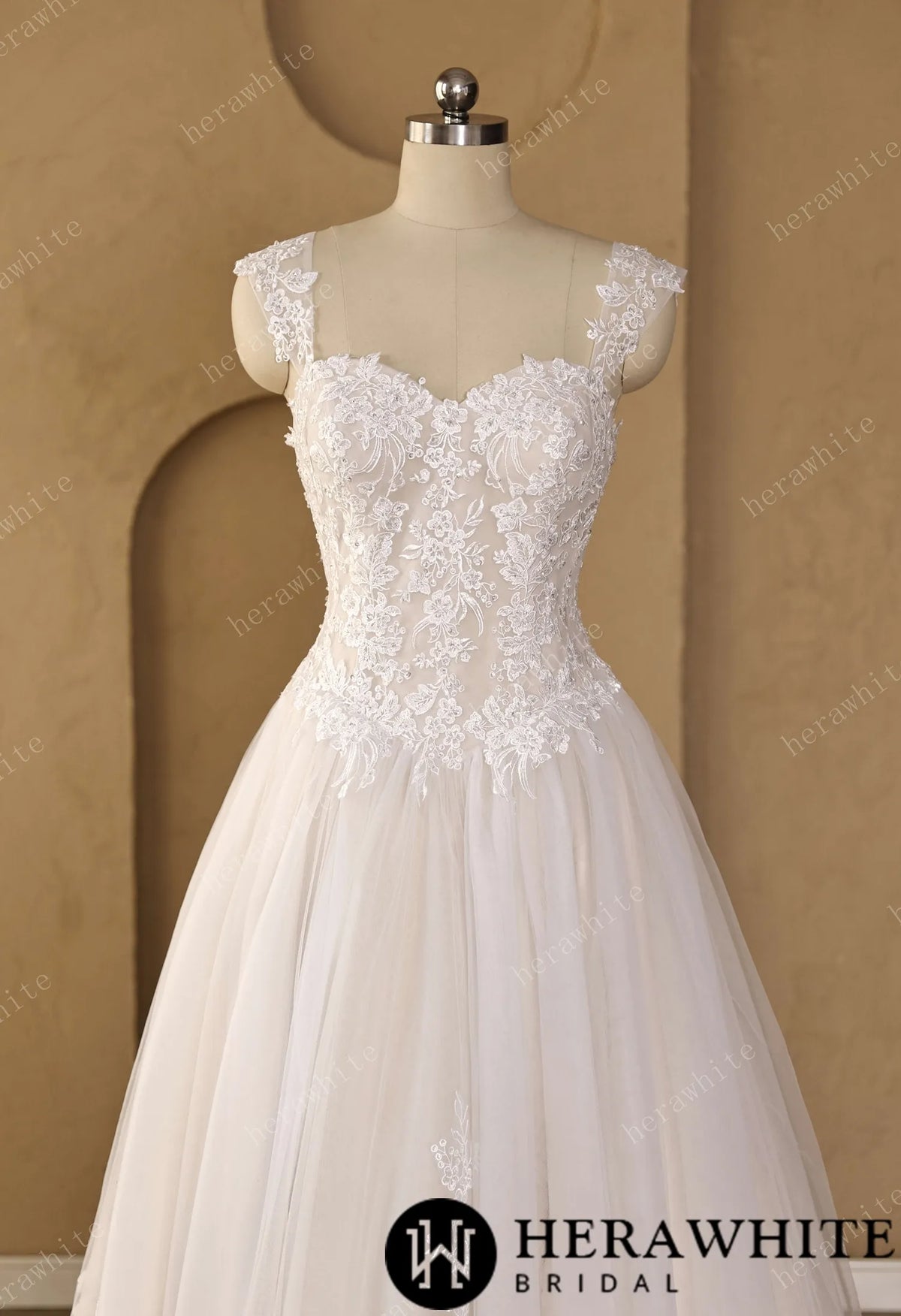 Sweetheart Floral Lace Ball Gown With Illusion Straps & Corset Back — HW3977 — image 3