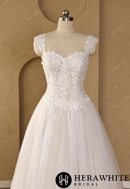 Sweetheart Floral Lace Ball Gown With Illusion Straps & Corset Back — HW3977 — image 3