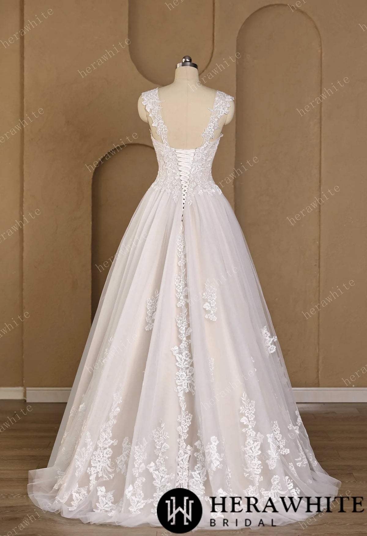 Sweetheart Floral Lace Ball Gown With Illusion Straps & Corset Back — HW3977 — image 5