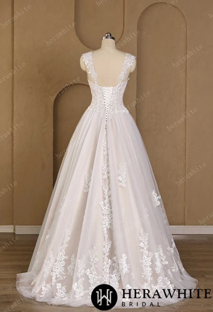 Sweetheart Floral Lace Ball Gown With Illusion Straps & Corset Back — HW3977 — image 5
