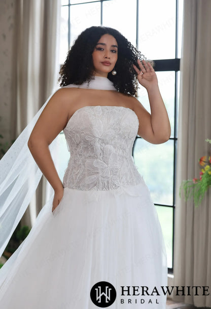 Romantic Glitter Tulle Ballgown with Detachable Shawl — HW4045 — image 7