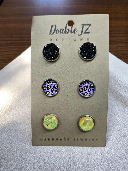 Purple Leopard studs