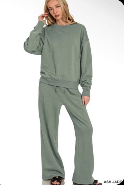 Fleece Pullover & Sweatpants Set ash-jade